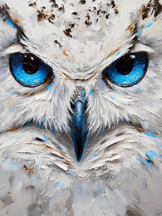 Алмазная мозаика без подрамника «Полярная сова» 70x50 см, 50 цветов