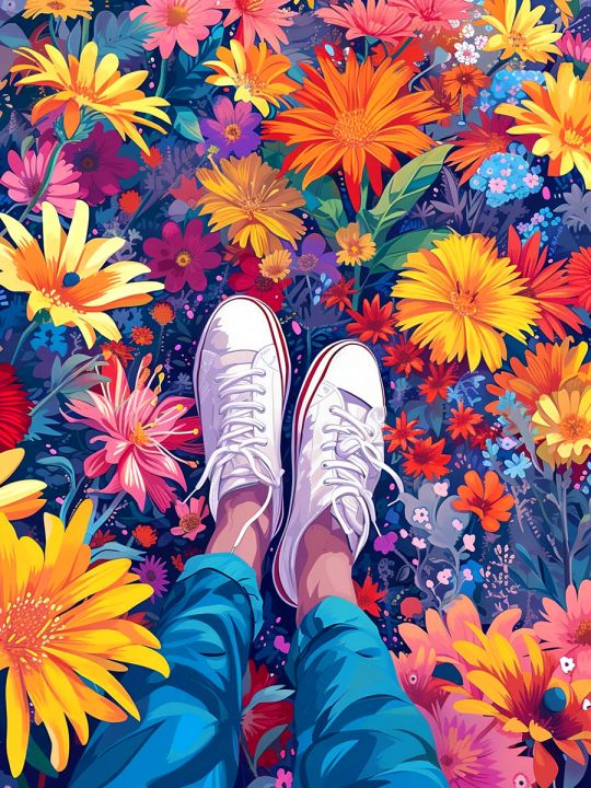 Алмазная мозаика на подрамнике «Цвет лета» 50x40 см, 49 цветов