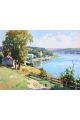 Картина интерьерная «Деревня у реки» холст 18 x 24 см
