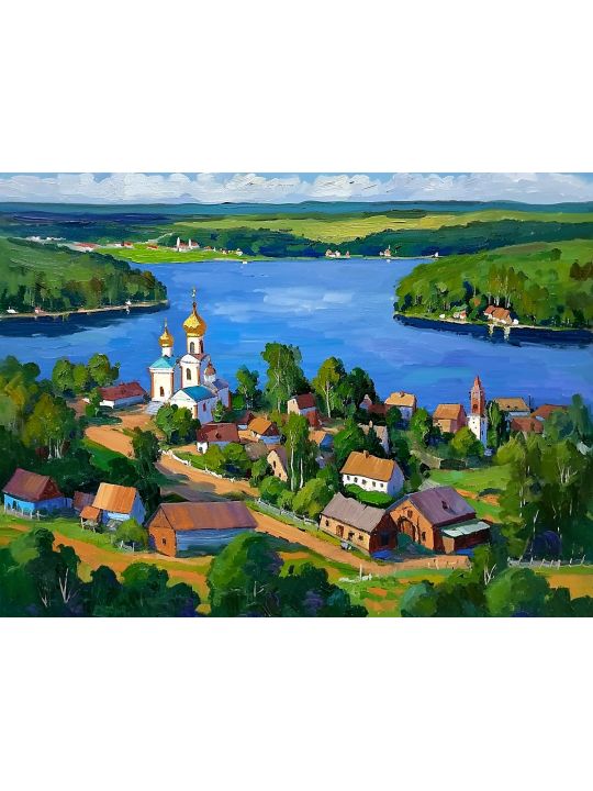 Картина интерьерная «Волжский городок» холст 90 x 70 см