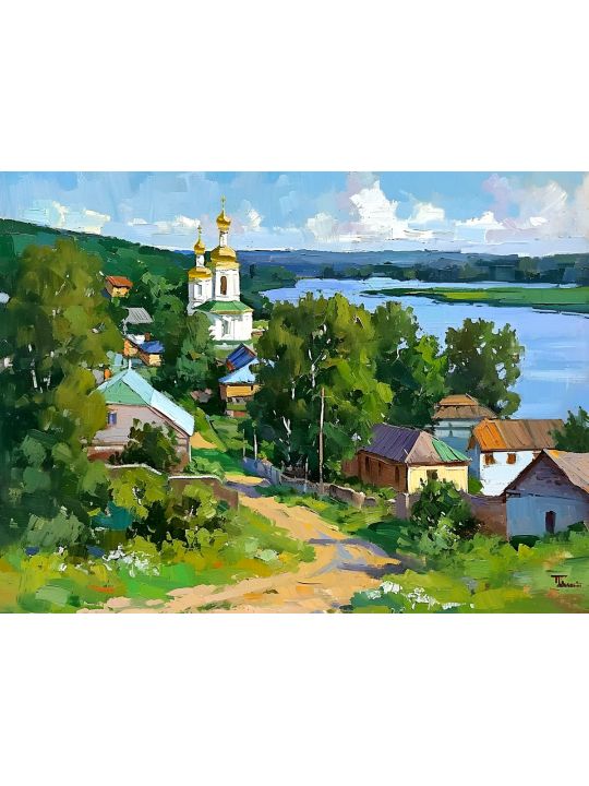 Картина интерьерная «Волжский городок» холст 130 x 100 см