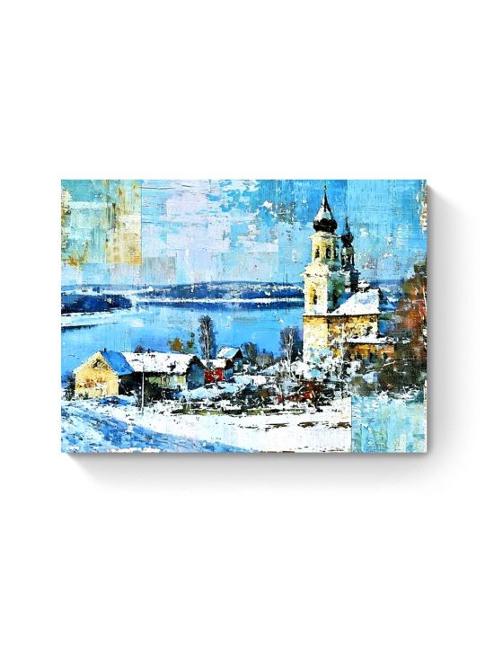 Картина интерьерная на подрамнике «Зимний волжский городок» холст 40 x 30 см