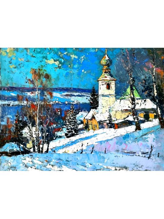 Картина интерьерная «Зимний пейзаж» холст 90 x 70 см