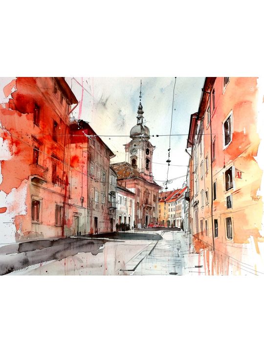 Картина интерьерная «Улочки города» холст 25 x 35 см