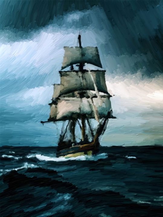 Картина интерьерная «Корабль в море» холст 60 x 50 см