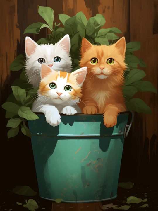 Алмазная мозаика без подрамника «Три кота» 25x20 см, 36 цветов