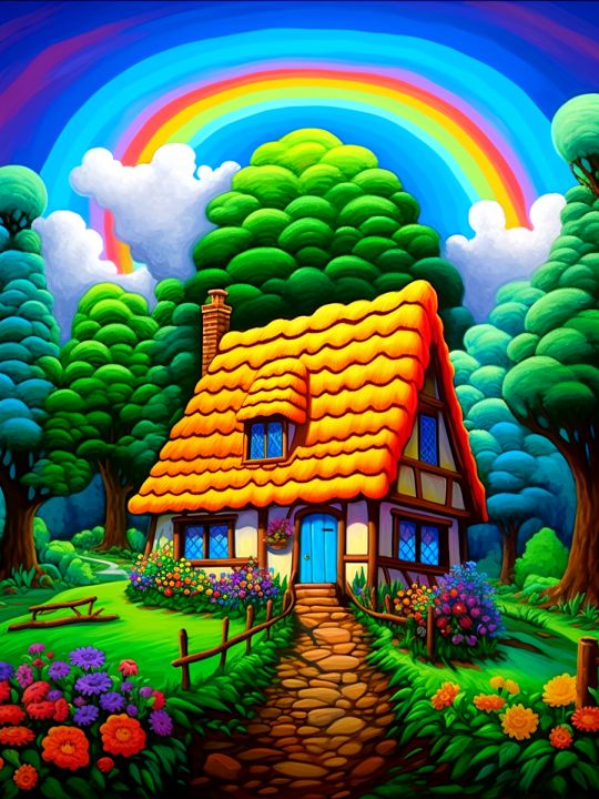 Алмазная мозаика без подрамника «Домик» 25x20 см, 39 цветов
