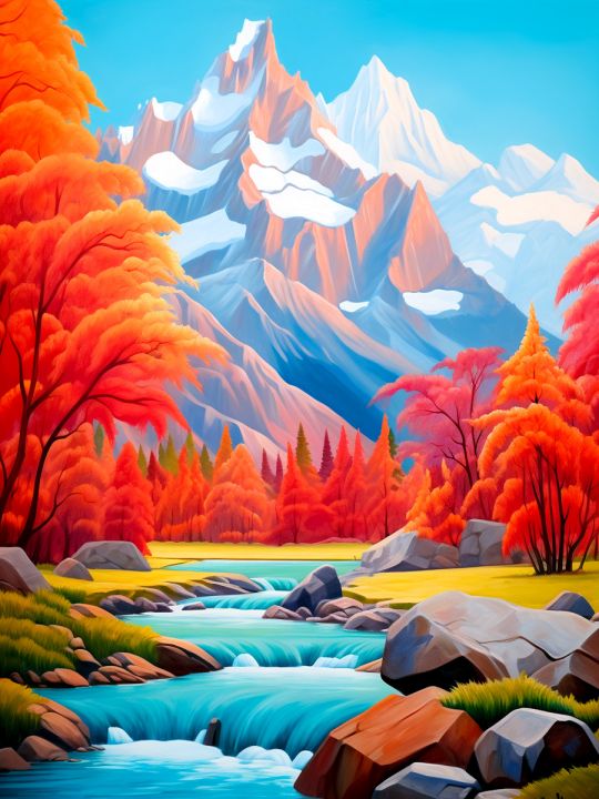 Алмазная мозаика без подрамника «Ручей» 130x100 см, 50 цветов