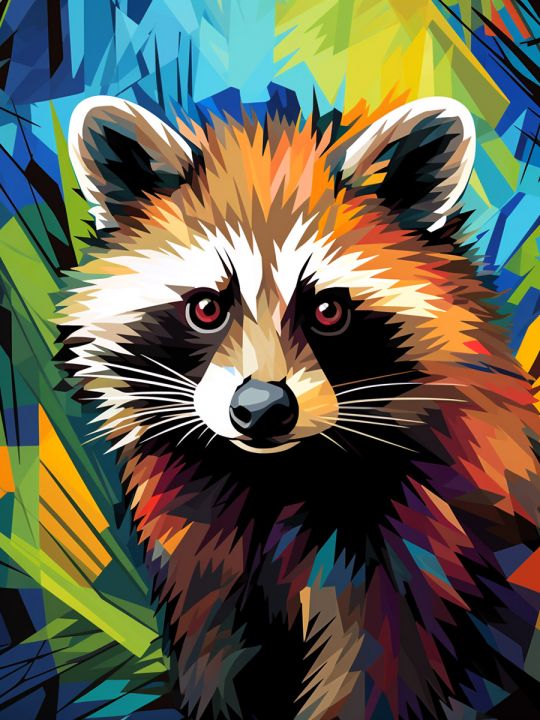 Алмазная мозаика без подрамника «Енот» 25x20 см, 40 цветов