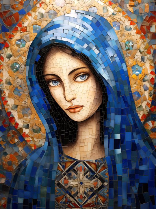 Алмазная мозаика без подрамника «Святая» 25x20 см, 40 цветов