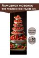 Алмазная мозаика без подрамника «Клубничная тарелка» 100x35 см, 50 цветов