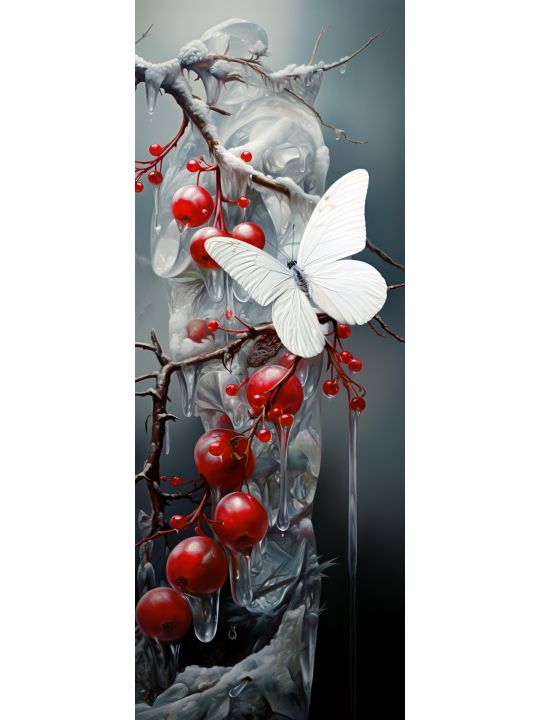 Алмазная мозаика на подрамнике «Белая бабочка» 90x30 см, 45 цветов