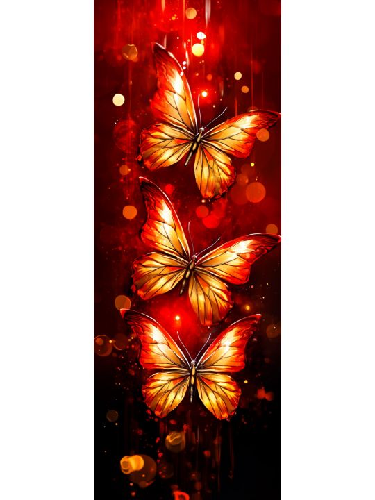 Алмазная мозаика без подрамника «Три бабочки» 100x35 см, 45 цветов