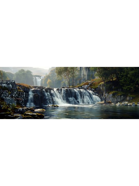 Алмазная мозаика без подрамника «Горный водопад» 100x35 см, 50 цветов