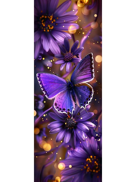 Алмазная мозаика без подрамника «Бабочка» 100x35 см, 50 цветов