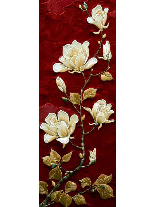 Алмазная мозаика без подрамника «Магнолия» 100x35 см, 48 цветов