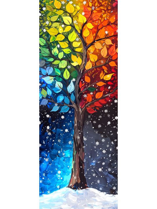 Алмазная мозаика на подрамнике «Времена года» 90x30 см, 50 цветов