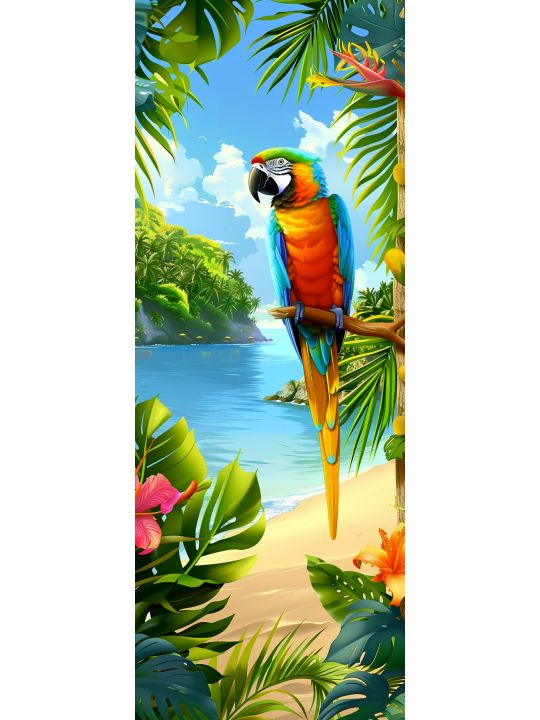 Алмазная мозаика без подрамника «Королевский попугай» 100x35 см, 50 цветов