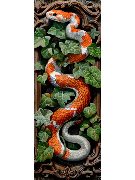 Алмазная мозаика без подрамника «Молочная змея» 40x14 см, 50 цветов