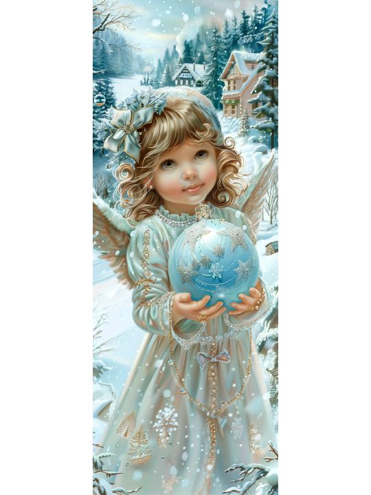 Алмазная мозаика без подрамника «Новогодний ангел» 70x24 см, 47 цветов