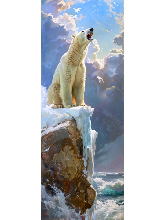 Алмазная мозаика без подрамника «На льдине» 100x35 см, 50 цветов