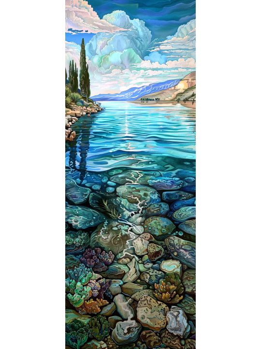 Алмазная мозаика без подрамника «Водная гладь» 100x35 см, 50 цветов