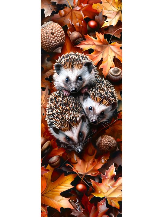 Алмазная мозаика без подрамника «Три ежа» 70x24 см, 47 цветов
