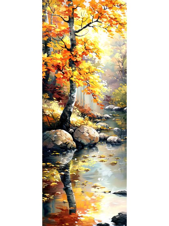 Алмазная мозаика на подрамнике «Осенний клён» 50x17 см, 50 цветов