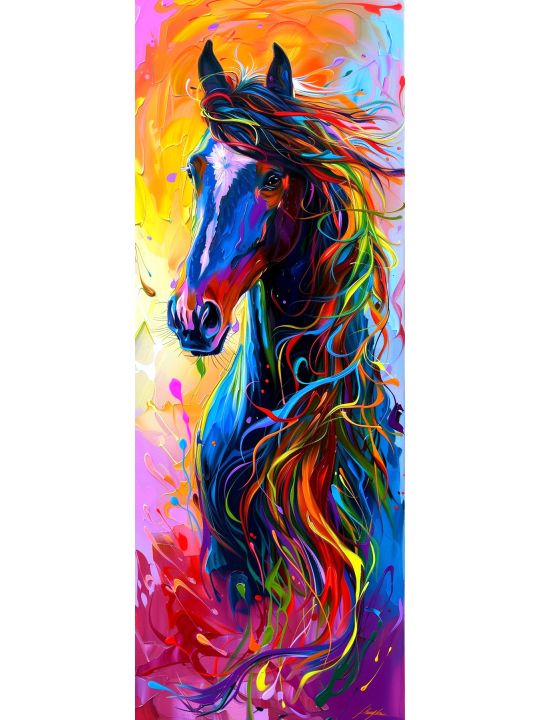 Алмазная мозаика на подрамнике «Лошадь» 90x30 см, 50 цветов