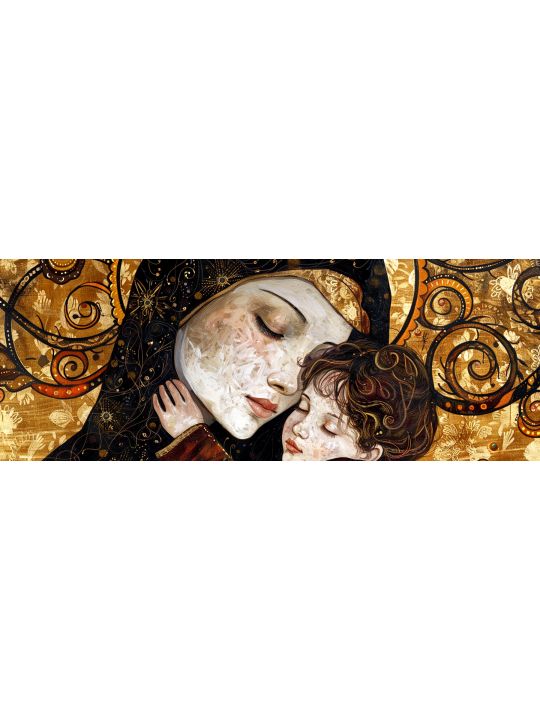 Алмазная мозаика без подрамника «Мадонна с младенцем» 100x35 см, 50 цветов