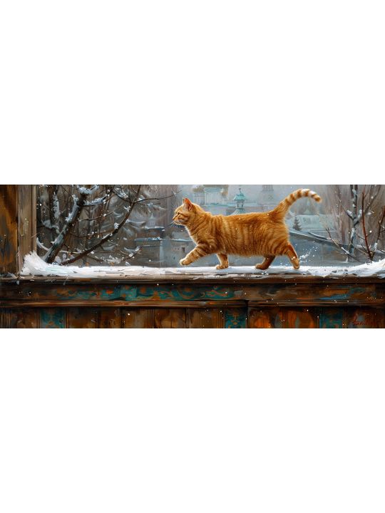 Алмазная мозаика без подрамника «Мурлыка» 100x35 см, 50 цветов