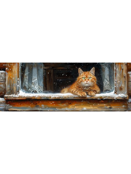 Алмазная мозаика без подрамника «Мурлыка» 100x35 см, 50 цветов