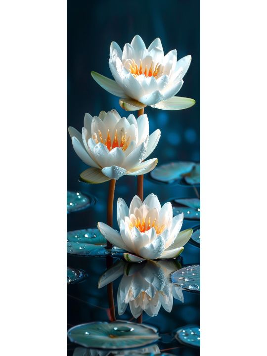 Алмазная мозаика без подрамника «Лотосы» 70x24 см, 49 цветов