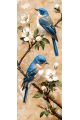 Алмазная мозаика на подрамнике «Синие птички» 100x35 см, 50 цветов