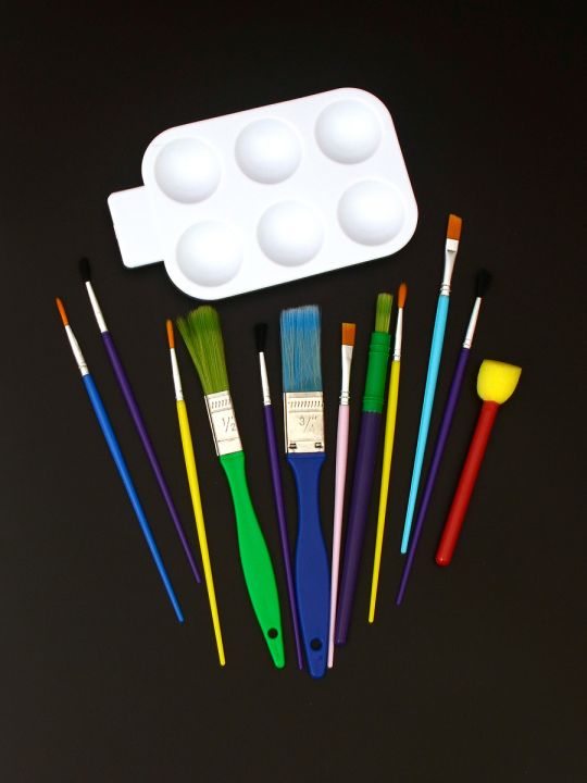 Кисти художественные «Painting Brushes» набор 12 кисточек и палитра