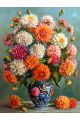 Алмазная мозаика на подрамнике «Георгины» 70x50 см, 50 цветов