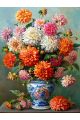 Алмазная мозаика на подрамнике «Георгины» 70x50 см, 50 цветов
