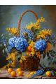 Алмазная мозаика без подрамника «Голубая гортензия» 40x30 см, 48 цветов