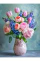 Алмазная мозаика без подрамника «Весенний букет» 130x100 см, 50 цветов