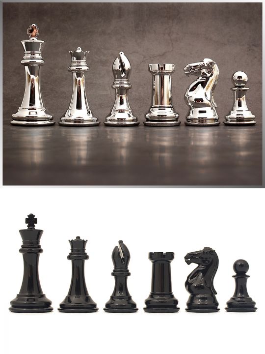 Шахматные фигуры DCP04sb серебро имитация, утяжелённые