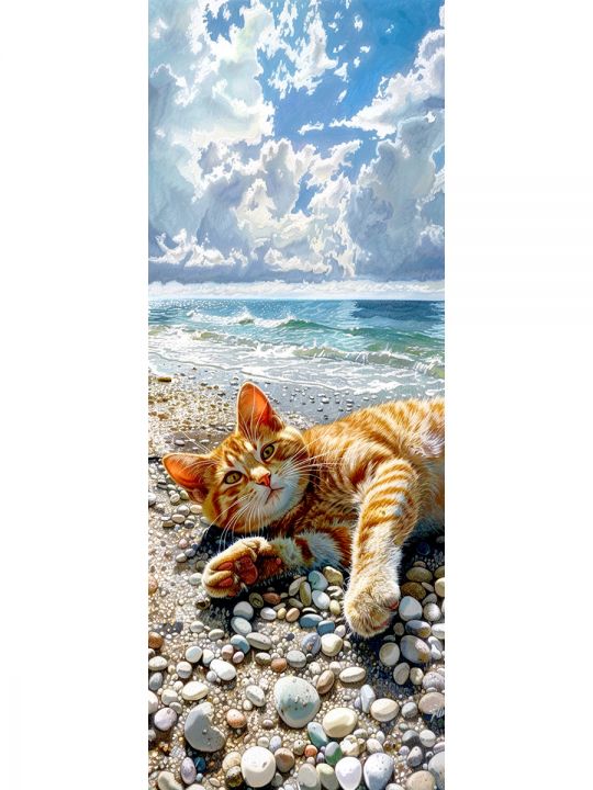 Алмазная мозаика без подрамника «Кошки и собаки» 100x35 см, 50 цветов