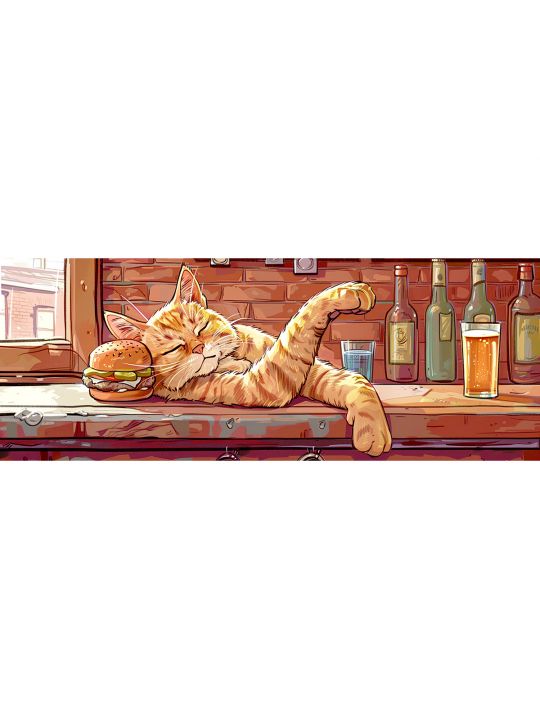 Алмазная мозаика без подрамника «Кошки и собаки» 100x35 см, 42 цветов