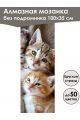 Алмазная мозаика без подрамника «Кошки и собаки» 100x35 см, 50 цветов