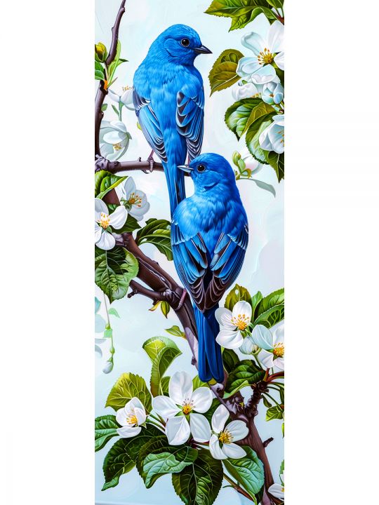 Алмазная мозаика без подрамника «Птицы» 100x35 см, 47 цветов
