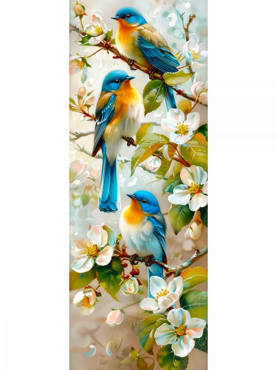 Алмазная мозаика без подрамника «Птицы» 70x24 см, 49 цветов
