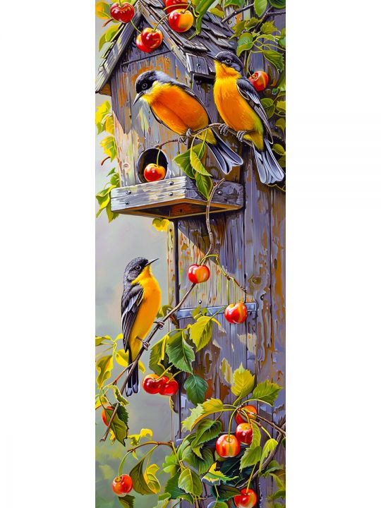 Алмазная мозаика без подрамника «Птицы» 70x24 см, 44 цветов