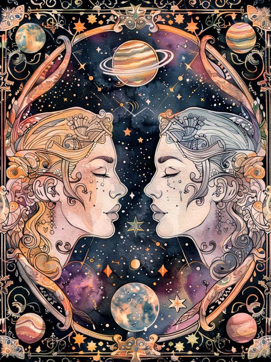 Алмазная мозаика без подрамника «Близнецы» 50x40 см, 49 цветов