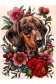 Алмазная мозаика без подрамника «Такса» 25x20 см, 40 цветов