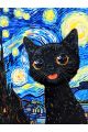 Алмазная мозаика без подрамника «Кот Ван Гога» 25x20 см, 40 цветов
