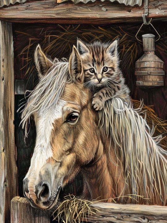 Алмазная мозаика без подрамника «Друзья» 25x20 см, 40 цветов
